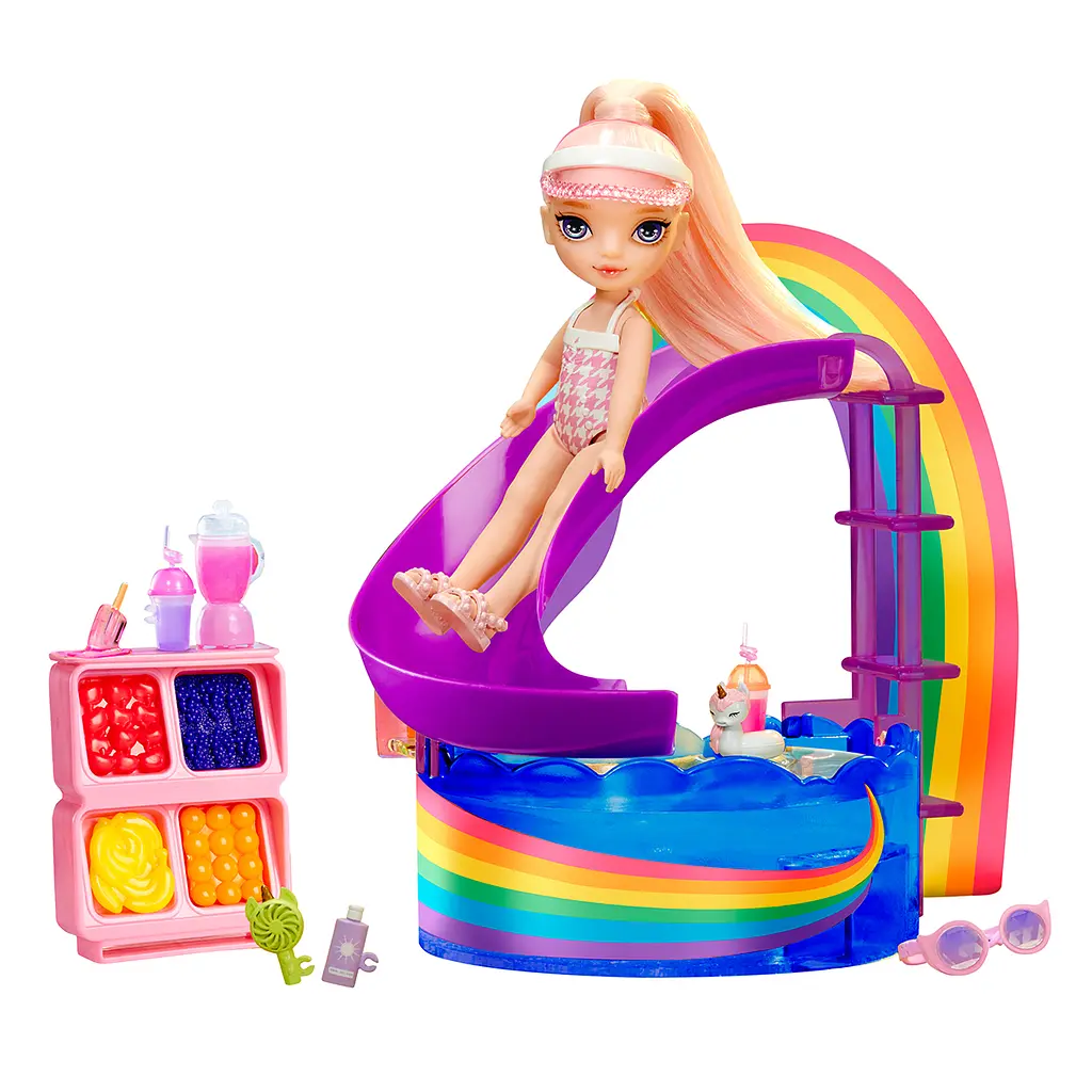 Игровой набор с куклой Rainbow High Littles Радужный праздник в бассейне с аксессуарами (522249) - фото 9