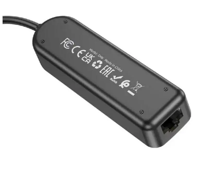 Конвертер адаптер USB Borofone на мережевий вихід RJ-45 DH6 Erudite 4-in-1 Gigabit Ethernet Adapter 120 см - фото 4