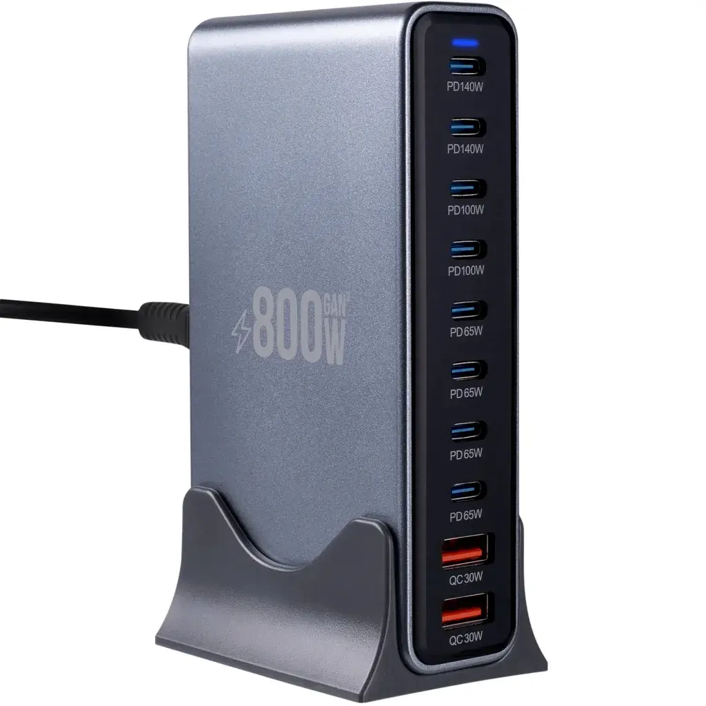 Зарядний пристрій XoKo 8xUSB-C PD 65 - 140W + 2xUSB QC30W GaN3 800W (XK-QC-800) - фото 5