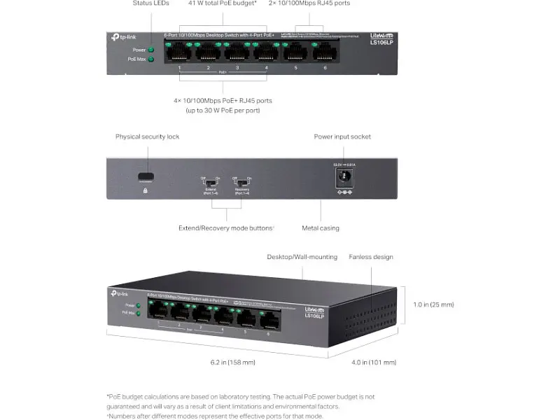 Комутатор TP-LINK LS106LP - фото 6