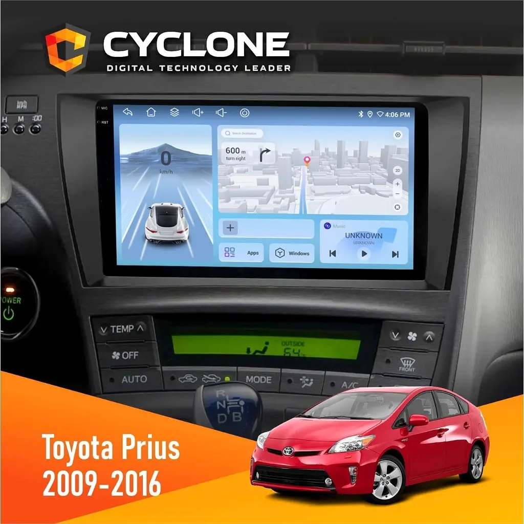 Штатна магнітола Toyota Prius 2009-2016 Black Cyclone C9-012 4x64, DSP, 4G Cyclone (НФ-00008062)