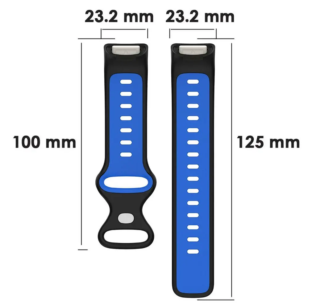Силиконовый ремешок Primolux Sport для фитнес браслета Fitbit Charge 5/Charge 6 Black Blue/размер М - фото 6