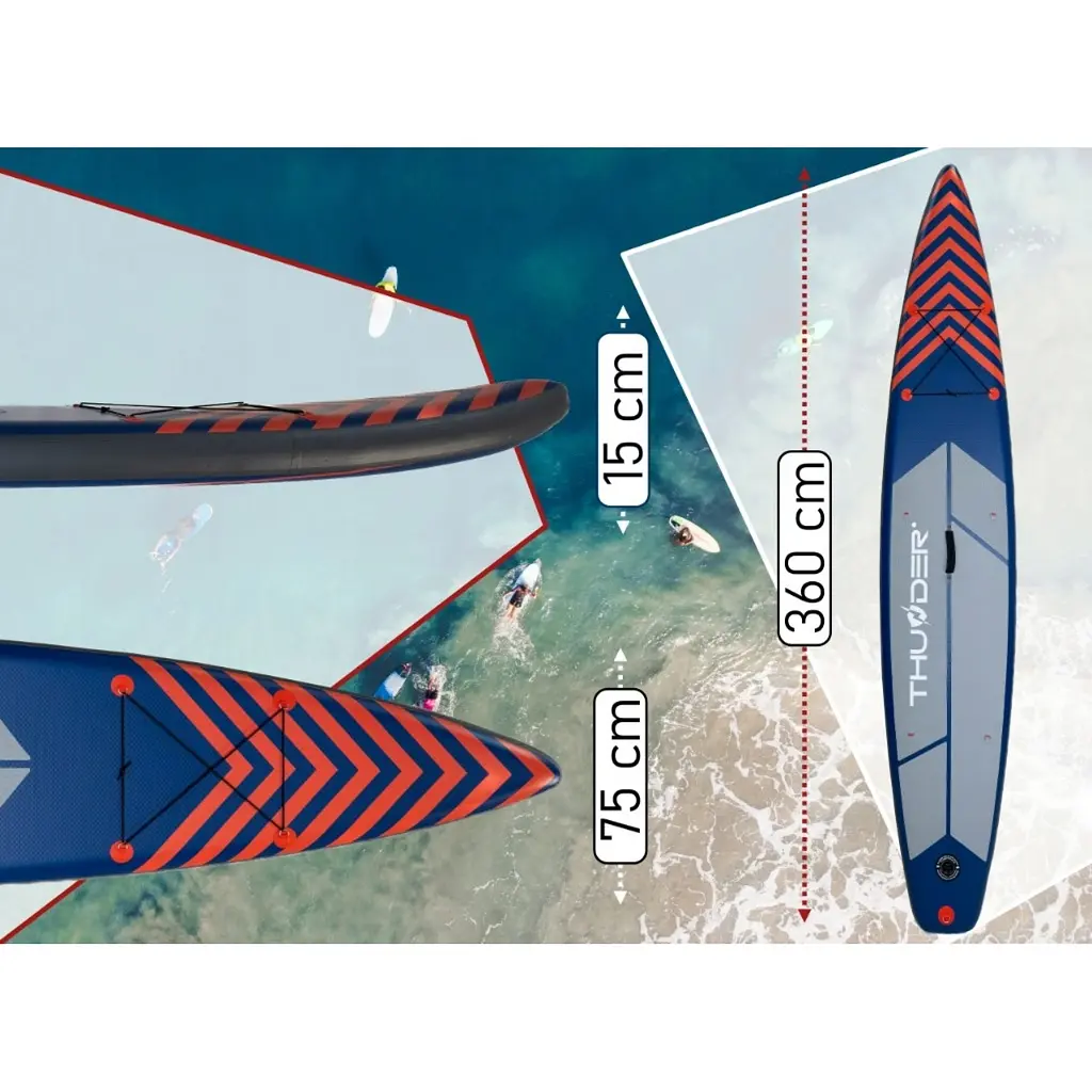 Надувна дошка SUP THUNDER Steel 365 см з веслом Red - фото 2