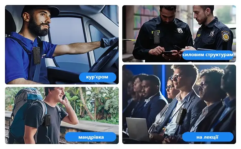 Нагрудна боді-камера Boblov A24 з дисплеєм 1.54 дюйма нічний запис датчик руху акумулятор 2000 мА·год - фото 2