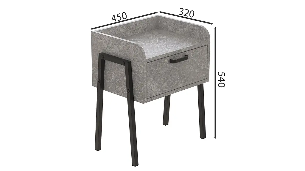 Тумба модульная Ferrum-decor Бетти 540x450x320 металл Черный ДСП Бетон 16 мм (FRD-105497) - фото 4