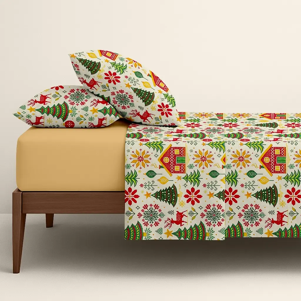 Комплект постільної білизни Cosas Christmas CS3 Сімейний червоний (Christmas_El180x30-11Honey_160x2) - фото 2