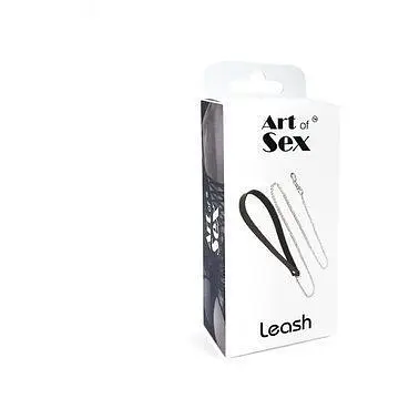 Повідець на ланцюжку з натуральної шкіри Art of Sex - Leash, чорний - фото 5