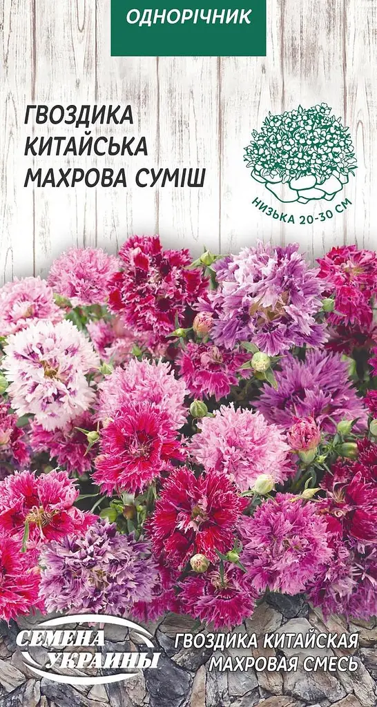 Гвоздика Китайська Насіння України Махрова суміш 0.2г