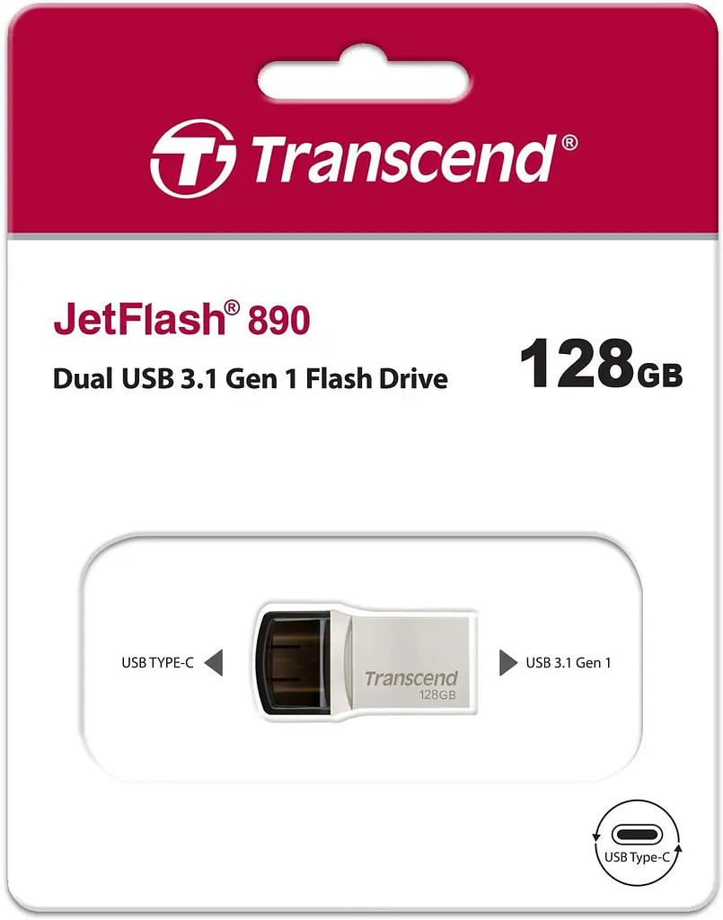 Флеш-накопичувач Transcend 128GB JetFlash 890 Silver USB 3.1/Type-C (TS128GJF890S) - фото 5