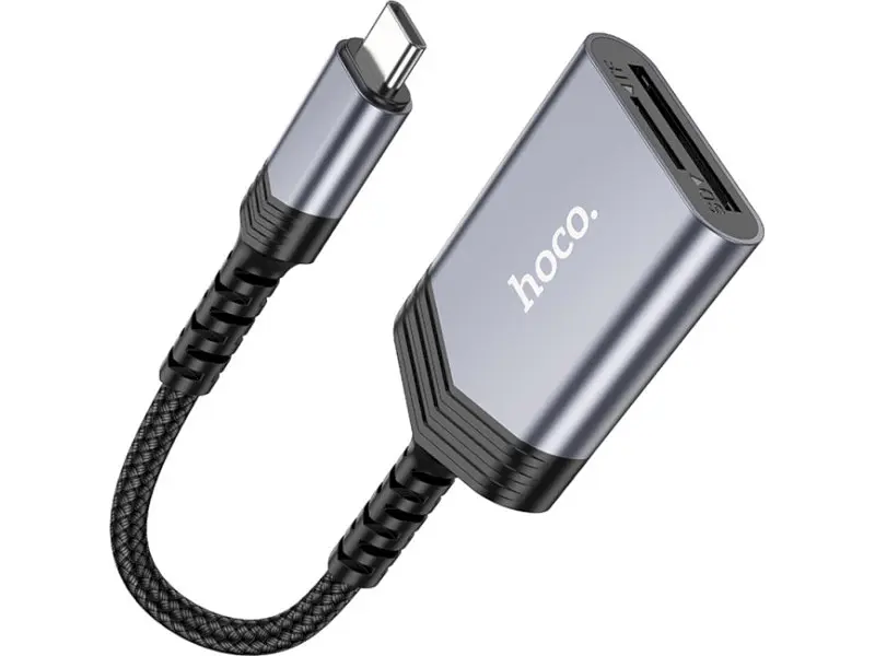Картрідер Hoco UA25 2-in-1 USB-C to SD/TF Metal Gray (6942007608862) - фото 2
