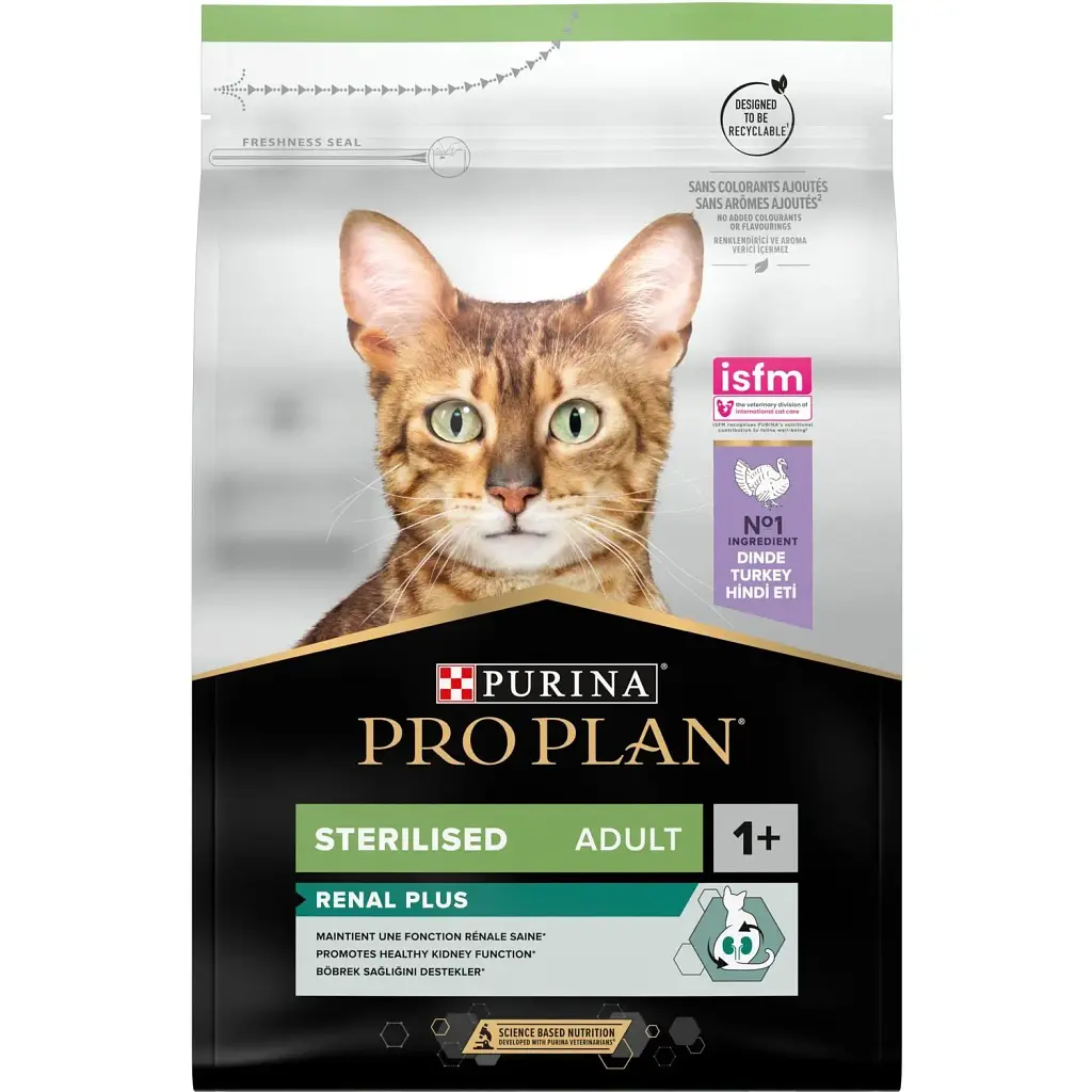Сухой корм для стерилизованных кошек Purina Pro Plan Sterilised Adult 1+ Renal Plus с индейкой 3 кг (12369078) - фото 2