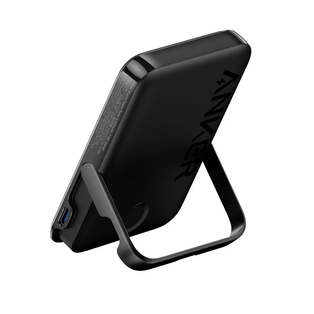 Магнитный Magsafe повербанк Anker A1618 5000 mAh для iPhone с подставкой для телефона черный - фото 2