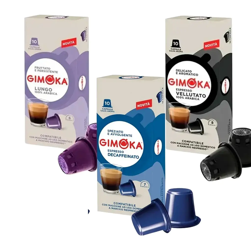Набір кави в капсулах 3 види Nespresso Gimoka М'який смак та арабіка 30 шт