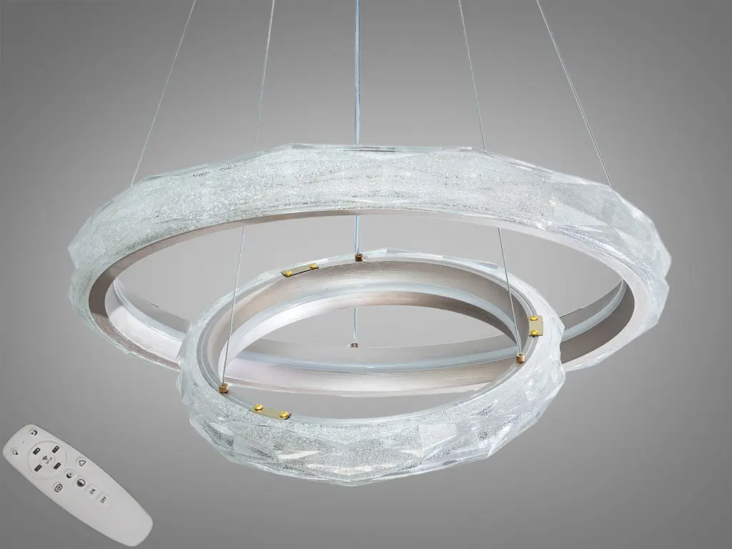 Підвісна LED-люстра Diasha MD3528/600+400CG шампань, 2 кільця, 90 Вт, 60 см, 14-20m2 - фото 2