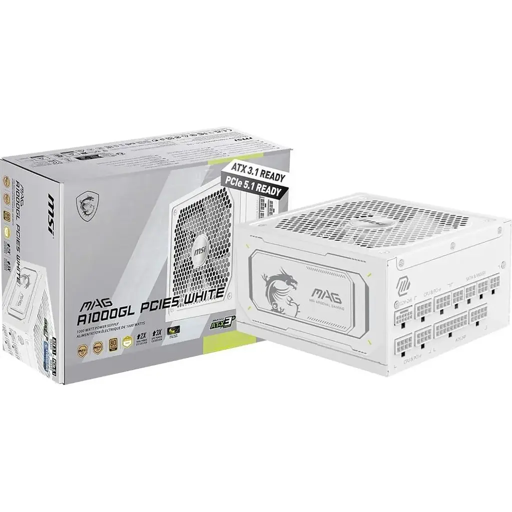 Блок живлення MSI MAG A1000GL 1000W PCIE5 White [176489] - фото 6