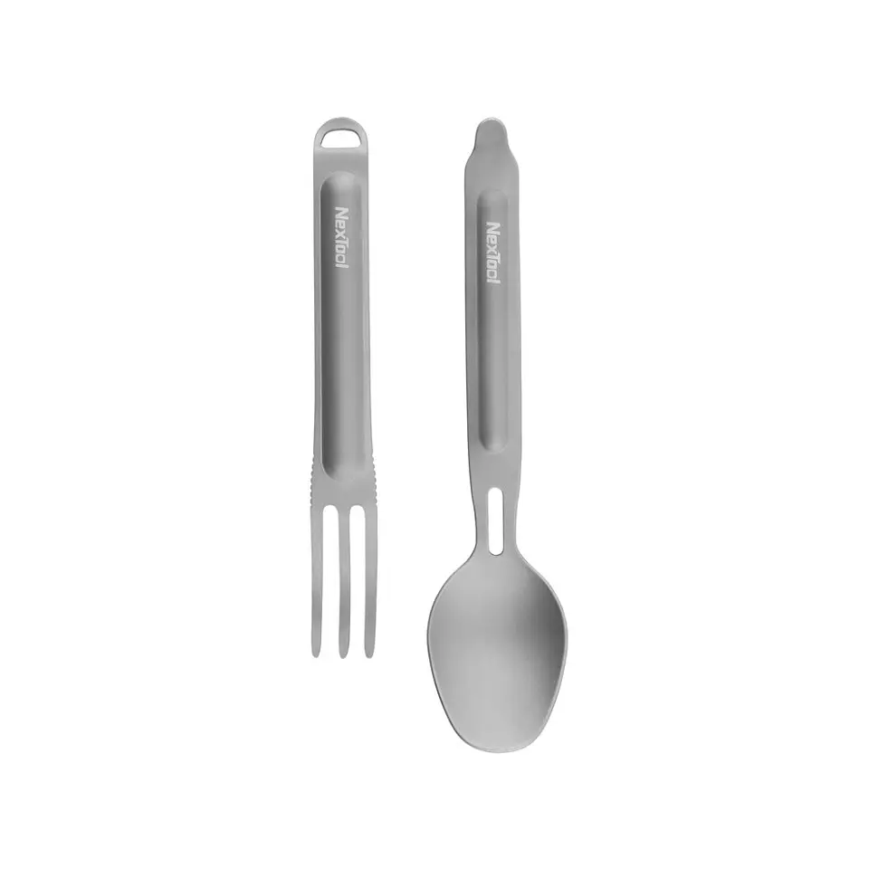 Туристичний набір ложка-виделка Nextool Titanium Tableware Set, титан - фото 4
