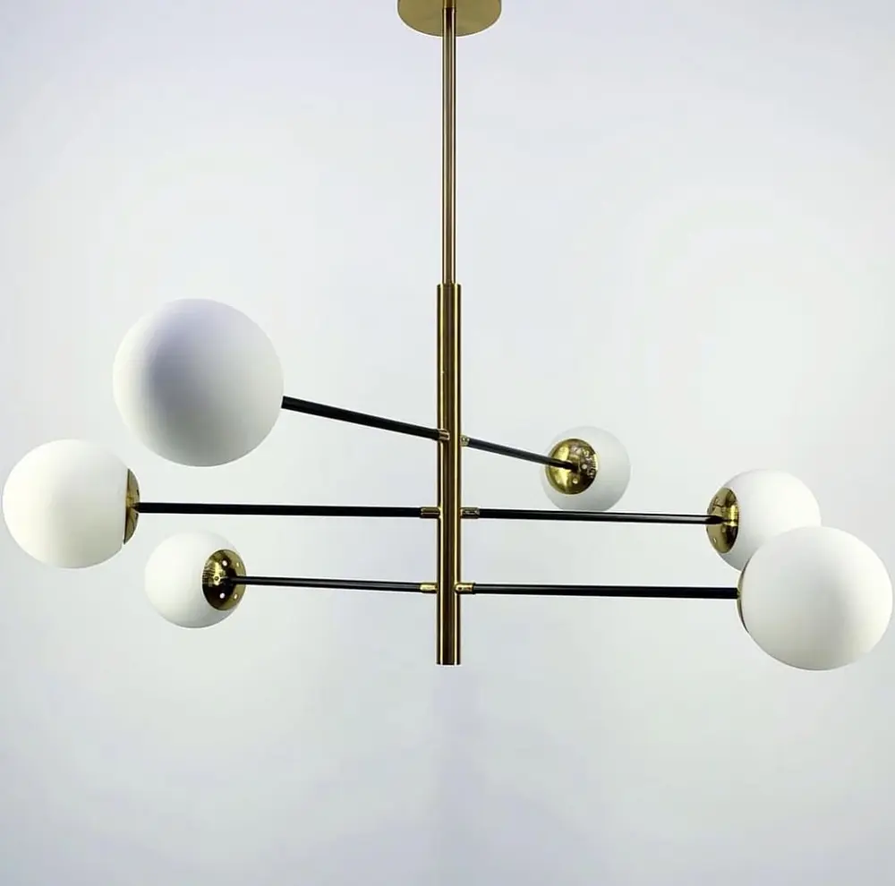 Современная каскадная люстра на 6 или 8 белых плафонов Ст. AOC 8 GD Line F - фото 6