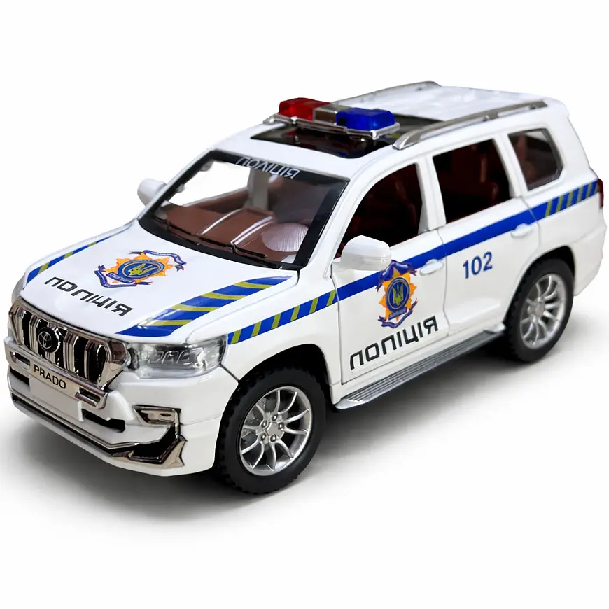 Колекційна металева модель автомобіля АвтоЕксперт Toyota Land Cruiser Prado Поліція з інерцією, світлом та звуком 1:24 - фото 4