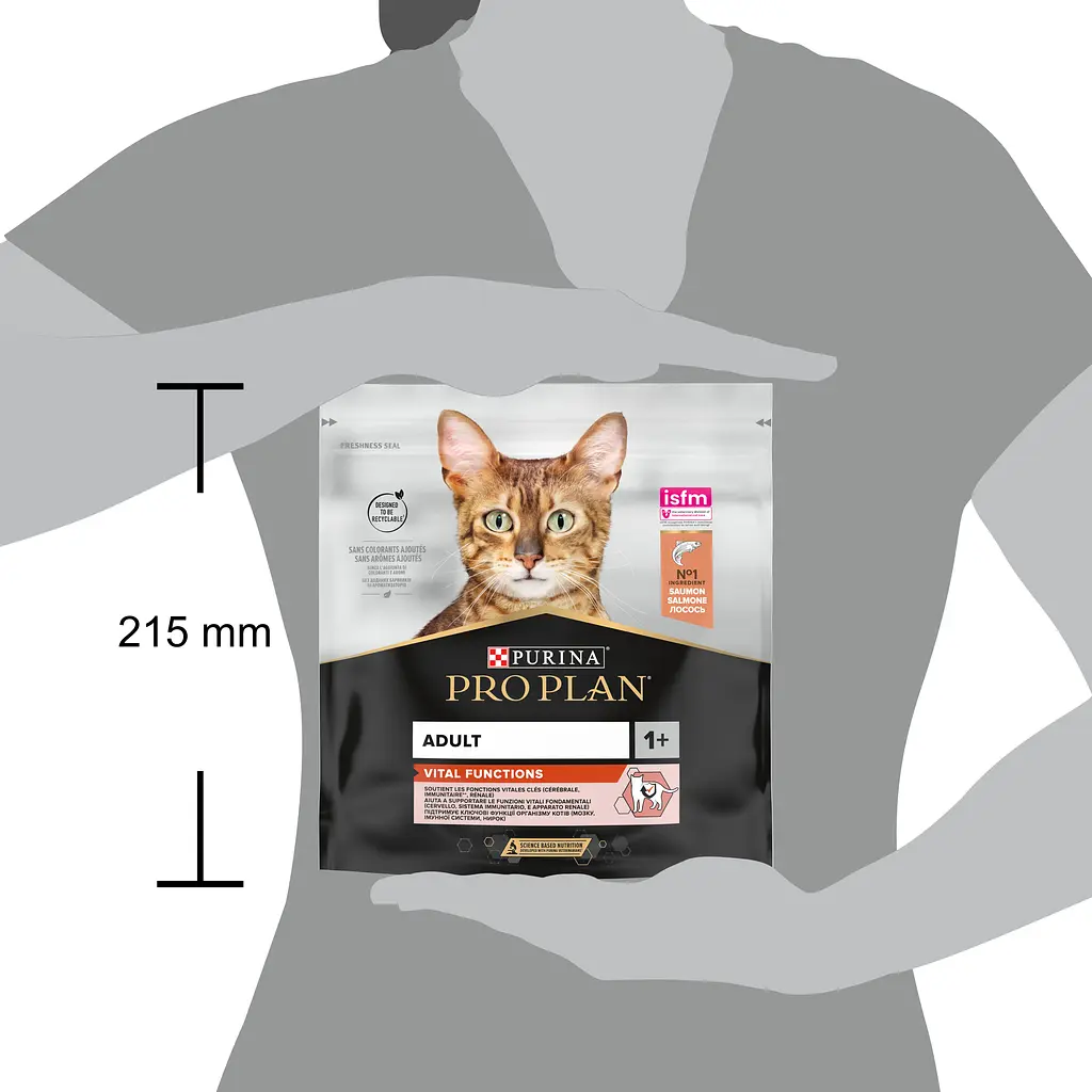 Сухой корм для взрослых кошек Purina Pro Plan Adult 1+ Vital Functions, с лососем, 400 г (12372505) - фото 3