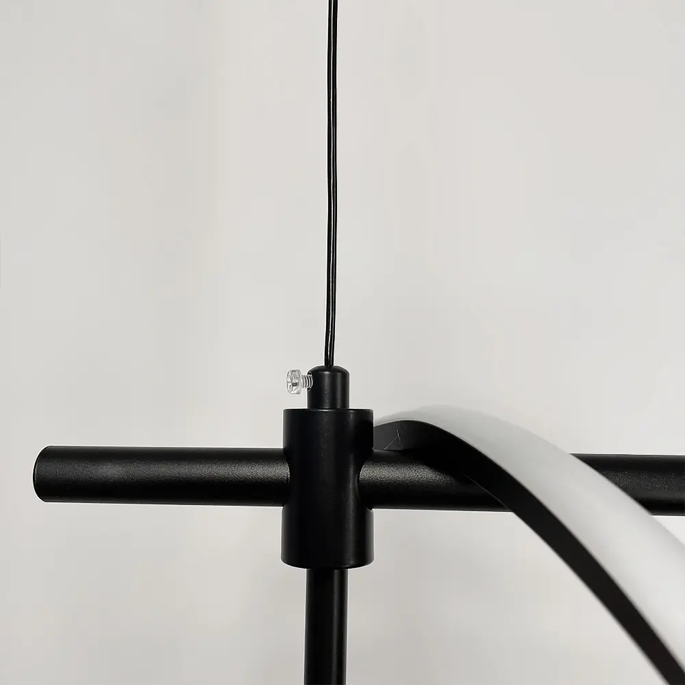 Удлиненная черная LED люстра со светодиодной волной и белым плафоном Line.F MJ 189-1500 BK - фото 4