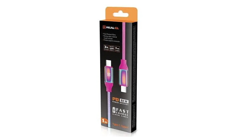 Кабель REAL-EL Premium USB Type-C - USB Type-C (M/M), 1 м, Rainbow (EL123500053) - фото 2