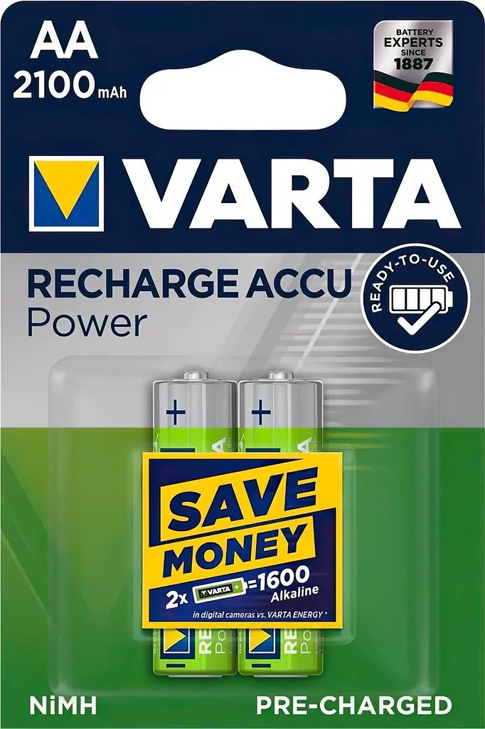 Аккумулятор Varta RECHARGEABLE ACCU AA 2100mAh BLI 2 NI-MH R6 - фото 3