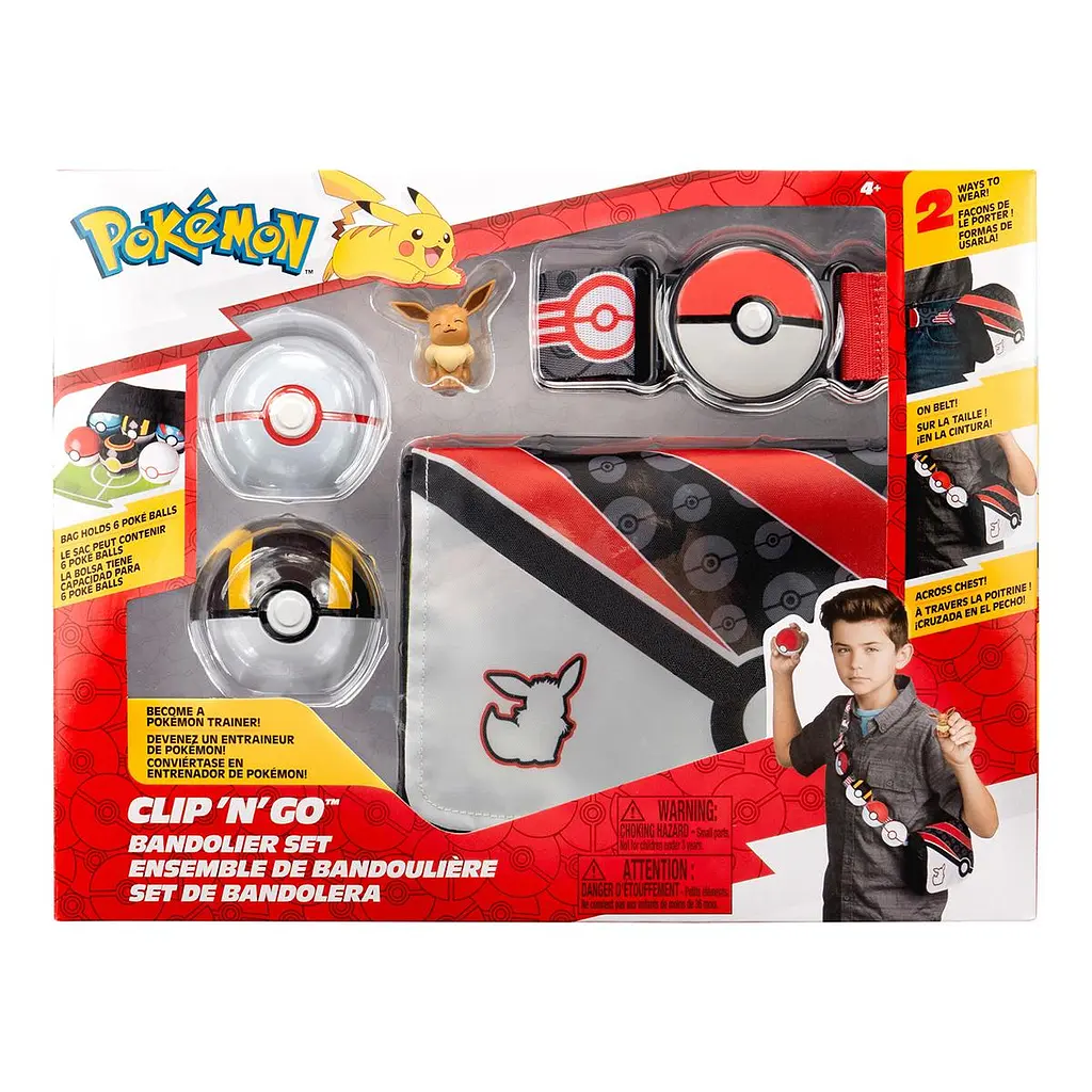 Ігровий набір POKEMON W5 - СПОРЯДЖЕННЯ ТРЕНЕРА ІВІ (2 покеболи, пояс, фігурка, сумка для м'ячів) Pokemon PKW3650