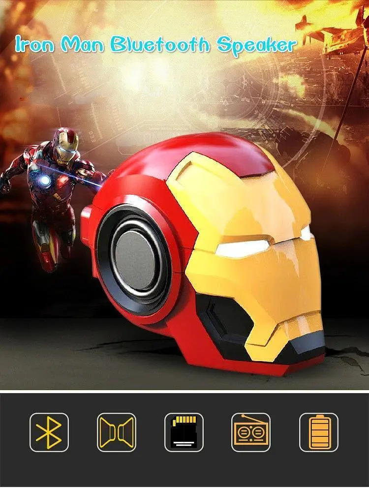 Портативна бездротова Bluetooth колонка OPT-TOP Iron Man micro-USB SD/microSD/TF Card - фото 9