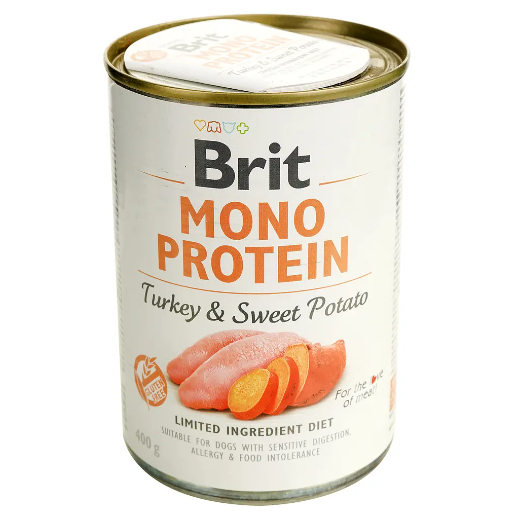 Монопротеиновый влажный корм для собак с чувствительным пищеварением Brit Mono Protein Turkey & Sweet Potato с индейкой и бататом 400 г - фото 2