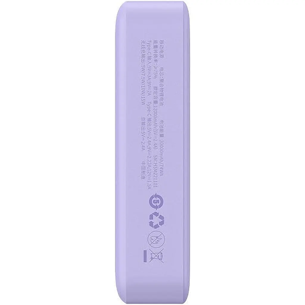 Зовнішній акумулятор Baseus Magnetic Mini 20W 20000 mAh Purple [PPCX150005] [117951] - фото 5