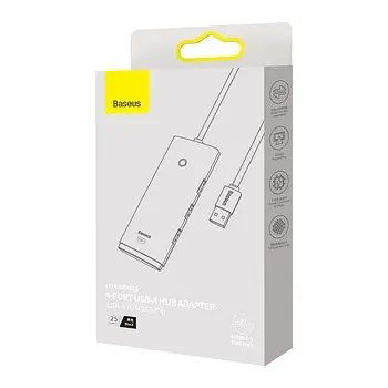 USB-хаб Baseus Lite Series 4-Port USB-A HUB Adapter (USB-A to USB 3.0*4) 25cm Black - фото 3