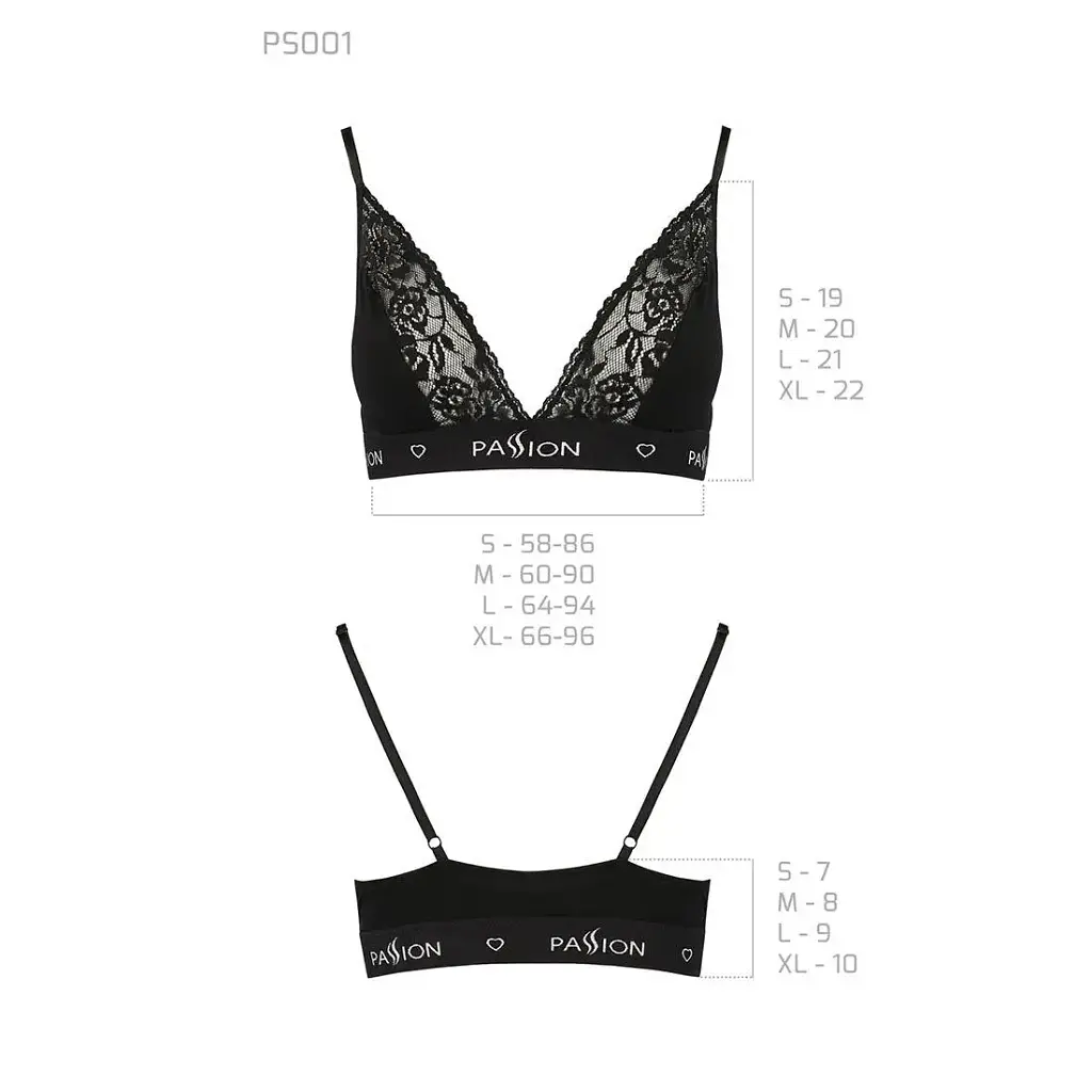 Эластичный топ с кружевом Passion TOP black L - фото 7