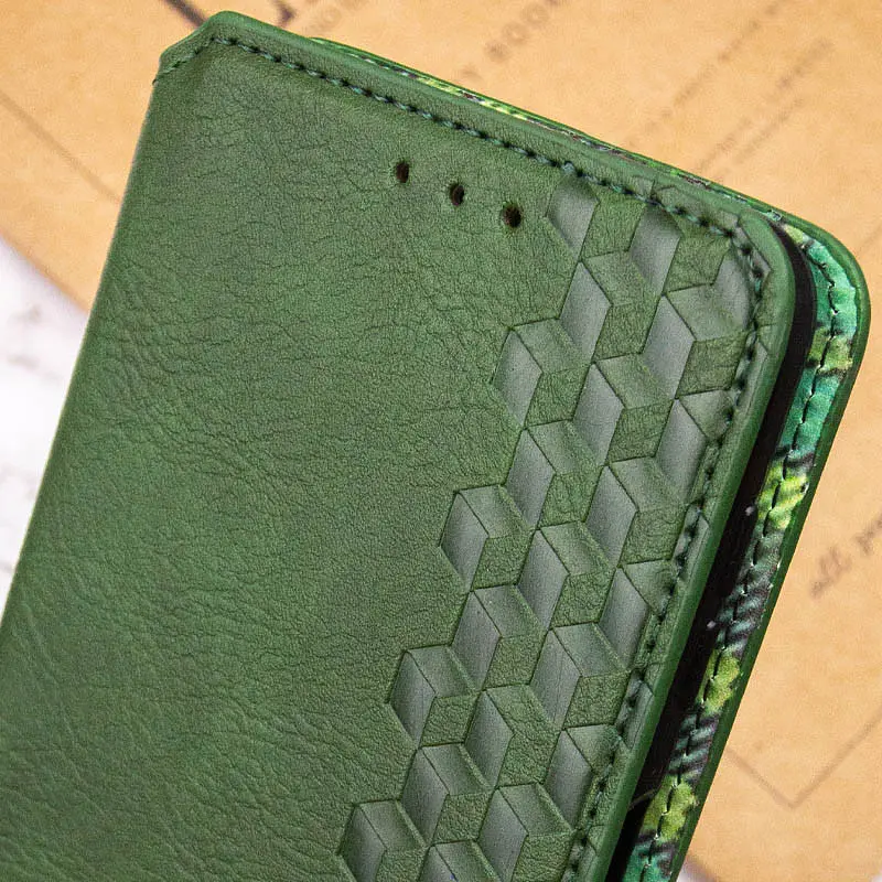 Шкіряний чохол-книжка GETMAN Cubic (PU) для Motorola Moto G05 / E15 Зелений - фото 6