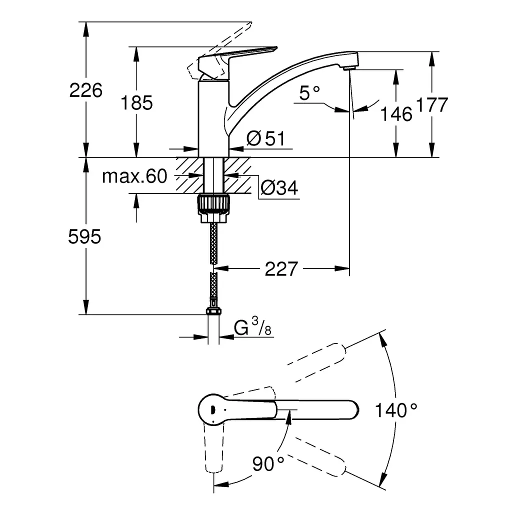 Змішувач для кухні Grohe QuickFix Start 31138002, Хром - фото 8