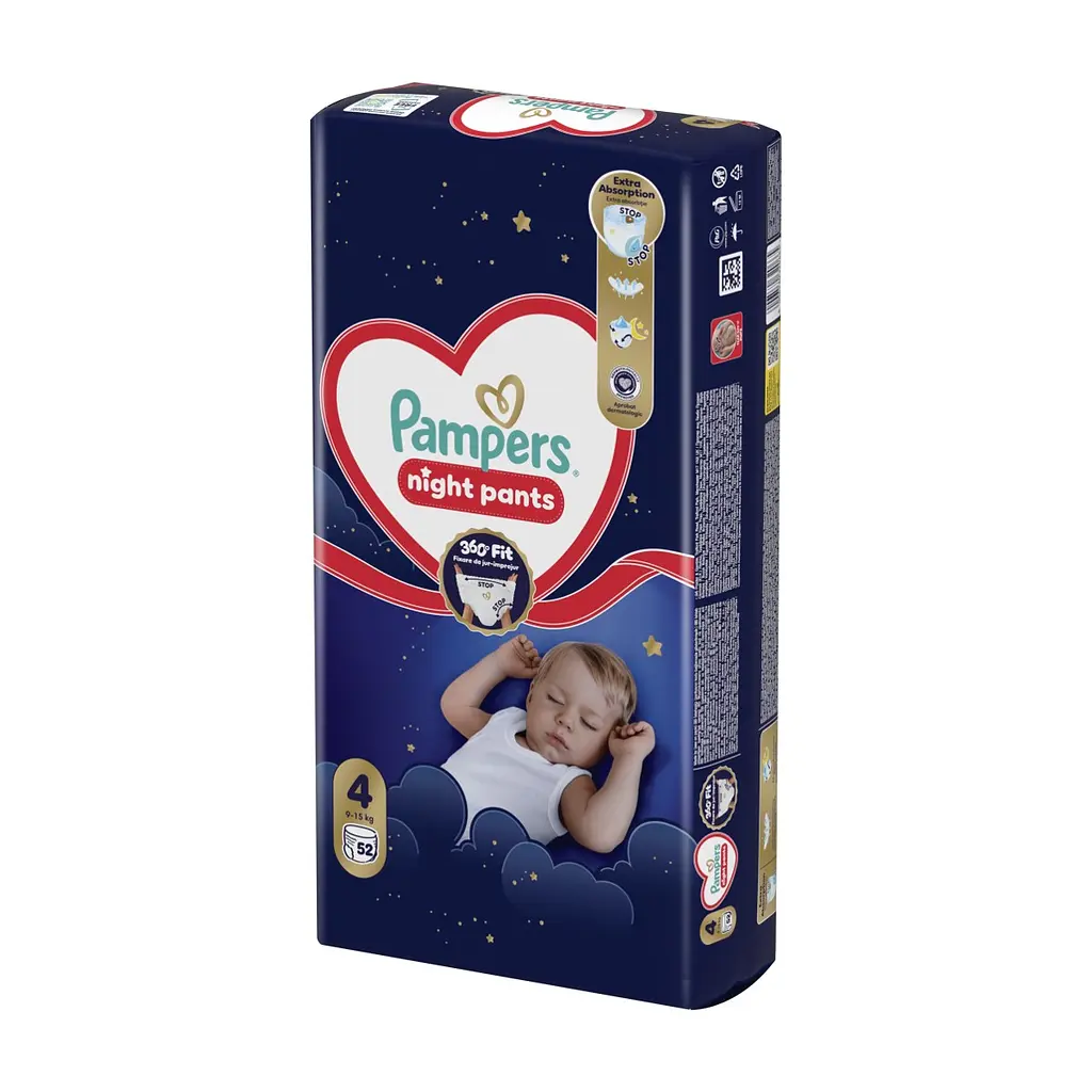 Підгузки Pampers Night Pants Розмір 4 (9-15 кг) 52 шт (8006530320665) - фото 3