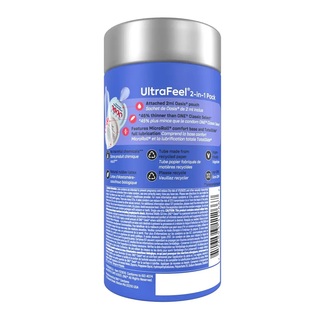 Презервативи ONE Ultra Feel, ультратонкі, з додатковою змазкою, 10 шт, подарункове паковання-тубус - фото 3