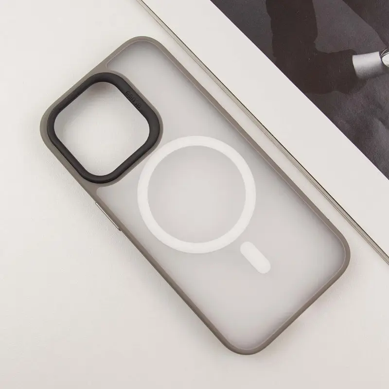 TPU+PC чохол Blueo Skin Friendly Frosted with MagSafe для Apple iPhone 15 Pro Max (6.7) Сірий / Grey - фото 3