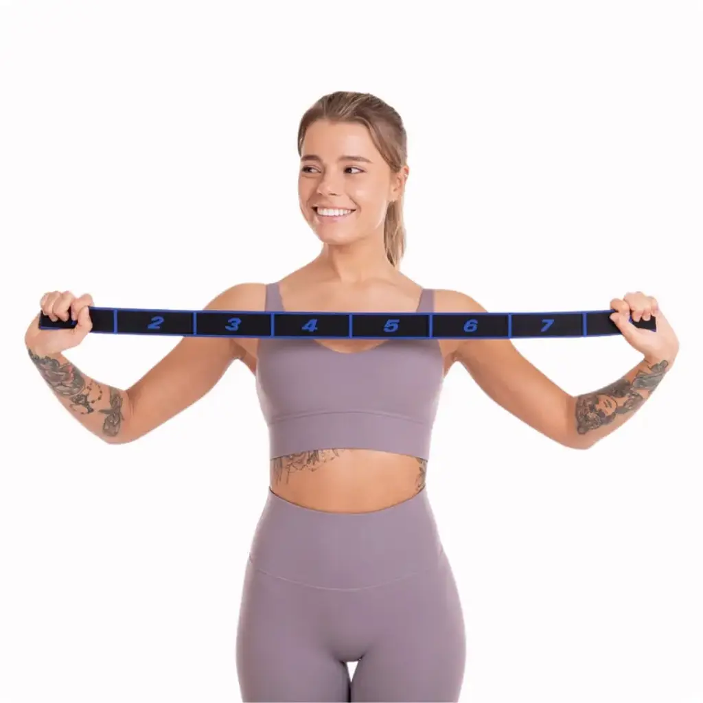 Резинка для фітнесу з петлями Gymtek Queenfit 86,5 х 4см чорно-блакитна - фото 8
