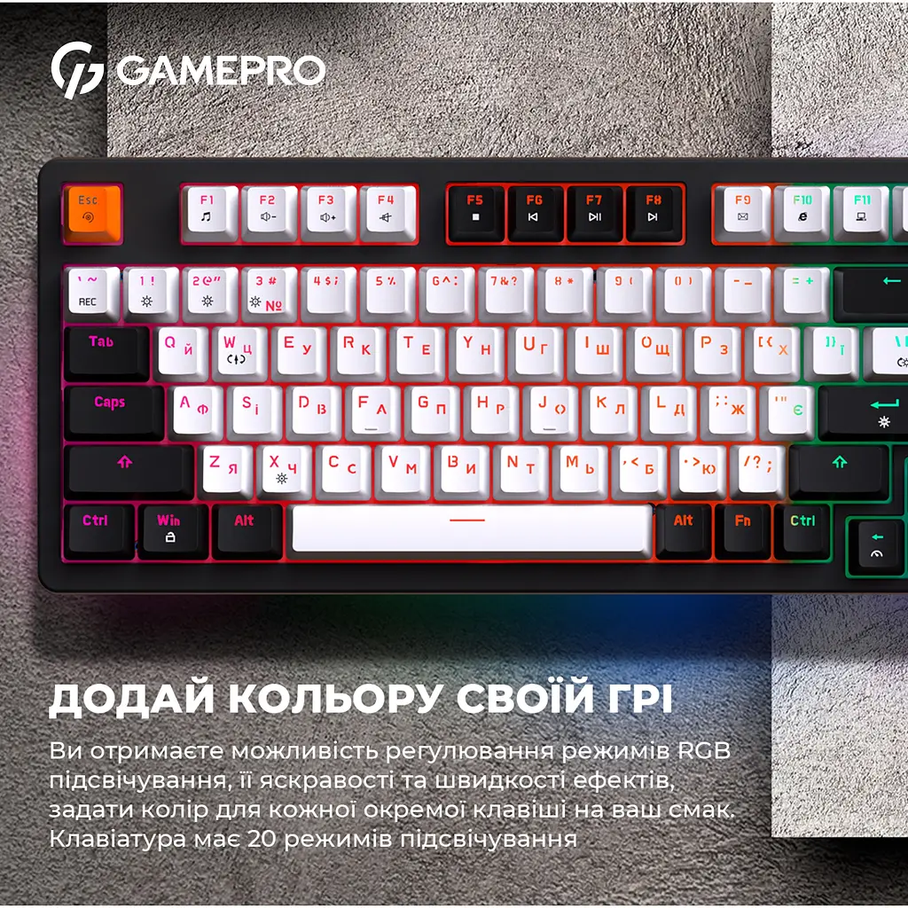 Клавиатура GamePro Red с Hot-Swap RGB Black проводная механическая (MK170B) - фото 18