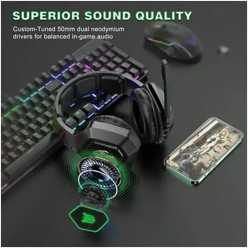 Наушники Onikuma K10 Gaming with LED 2 в 1 комбо 2.4Ghz и 3.5 mm - фото 9