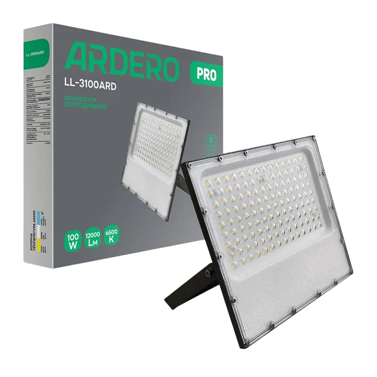 Світлодіодний прожектор Ardero LL-3100ARD PRO 100 Вт 6500K сірий (80028)