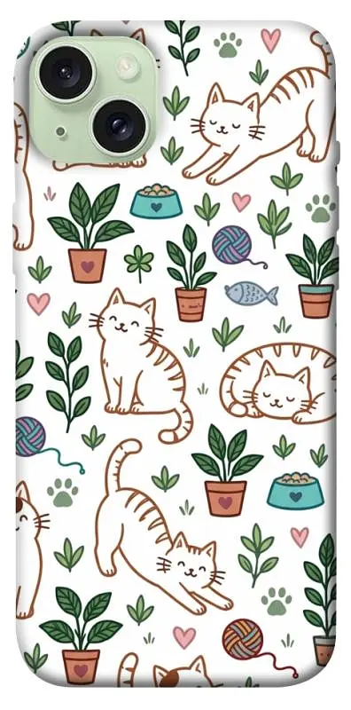 TPU чохол Demsky Cats pattern для Apple iPhone 15 Plus (6.7")