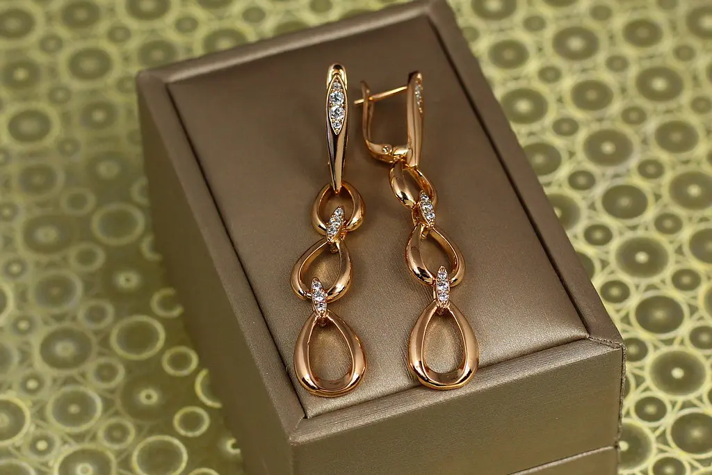 Сережки Xuping Jewelry підвіски Аркадія 5,5 см золотисті - фото 2