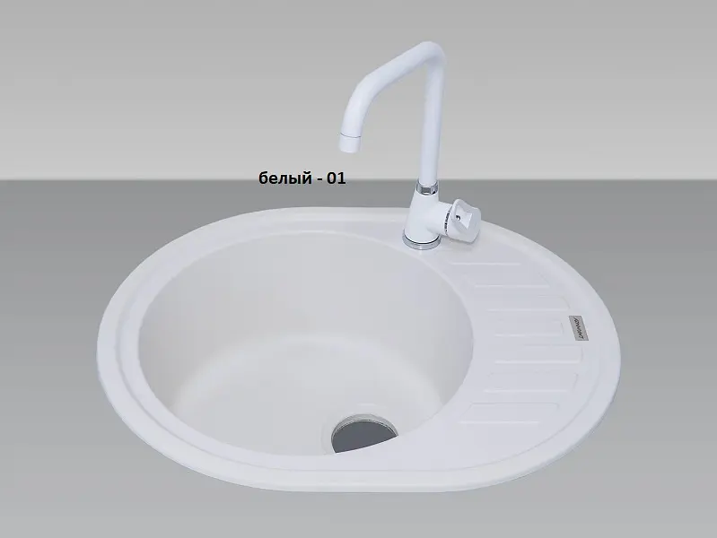 Кухонна мийка Adamant Ovum 615x495x200 білий 000008380, Білий - фото 3
