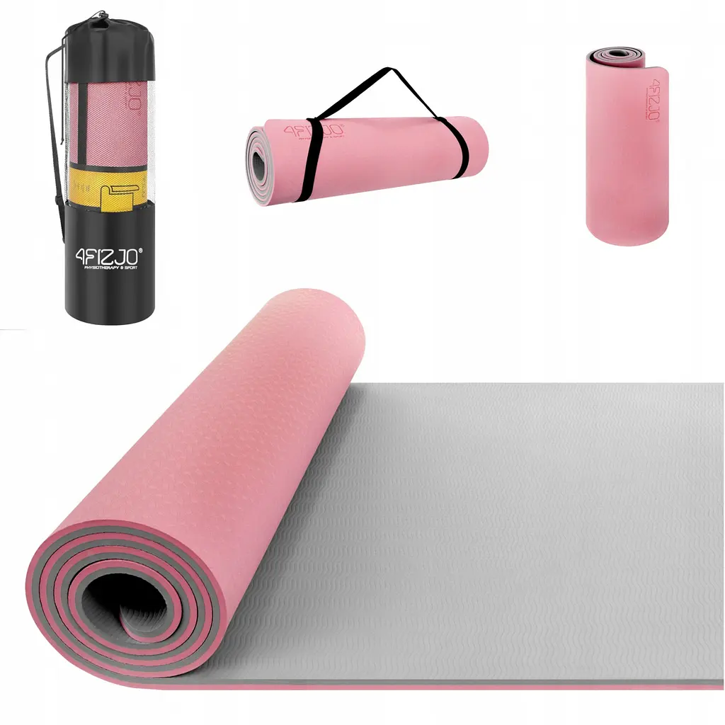 Коврик (мат) для йоги та фітнесу 4FIZJO TPE 1 см Pink/Grey 4FJ0200 (P-5907739311900) - фото 2