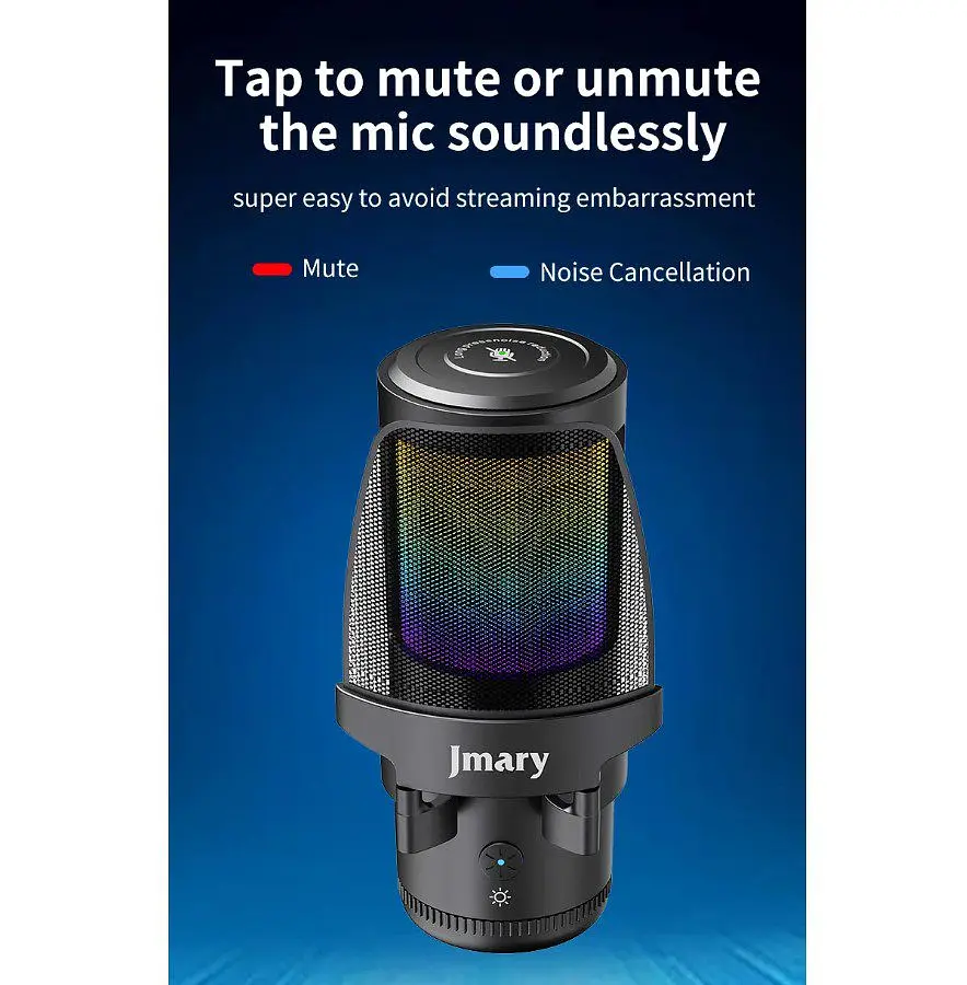Професійний студійний конденсаторний мікрофон Jmary MCPW13 USB RGB Black - фото 11