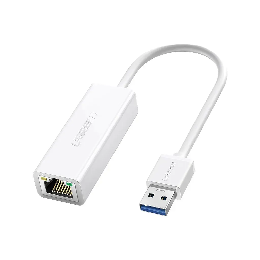 Перехідник USB 3.0 AM to RJ45 Ethernet 1000Mbps CR111 White Ugreen (20255)