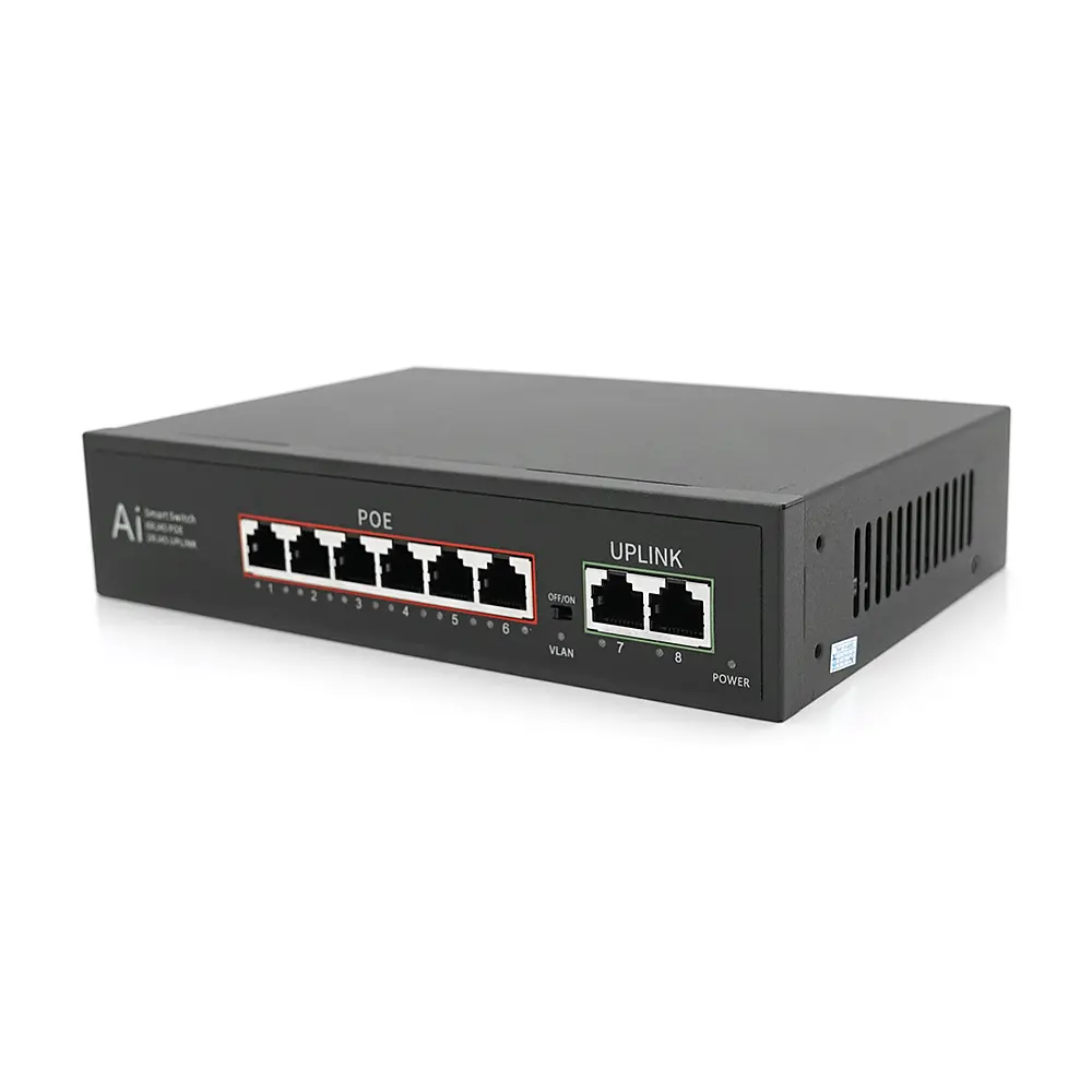 POE комутатор Merlion 6 POE 10/100 + 2 RJ45 10/100 вбудований блок живлення 52V 1.45A - фото 2