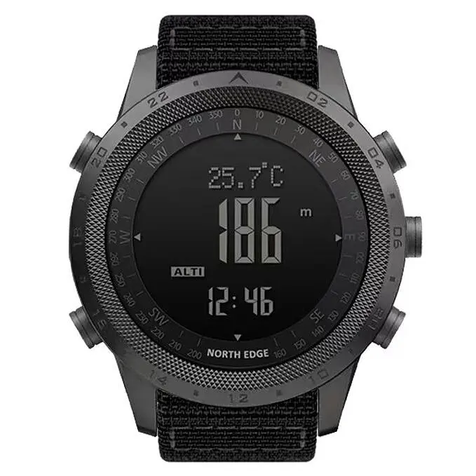 Наручний годинник чоловічий North Edge Desert Nylon Power 5BAR 2 ремінці Чорний (3590) - фото 3