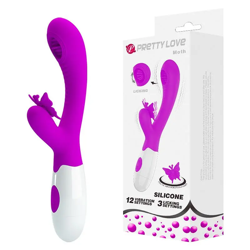 Вібратор-кролик Pretty Love Moth Clitoris Vibrator із язичком, 20.7х3.2 см фіолетовий - фото 5